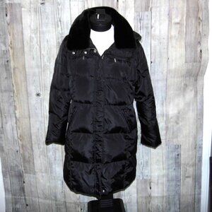 MICHAEL MICHAEL KORS Goose Down Black Long Puffer Coat With Hood Womens Size XL